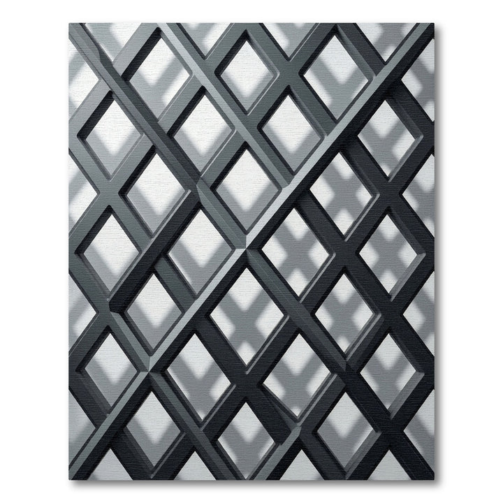 Dark Gray Intersecting Geometric Grid Rug