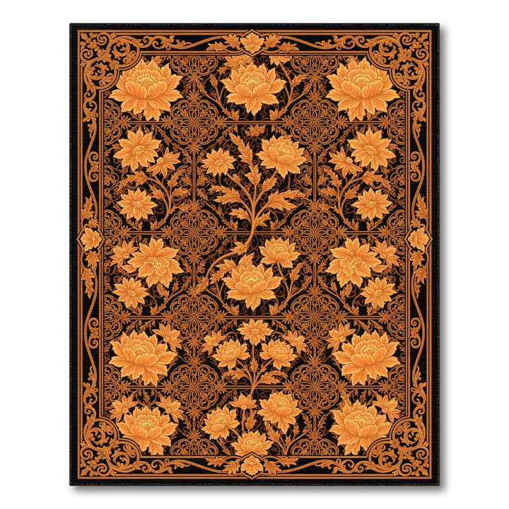 Orange Floral Vintage Area Rug