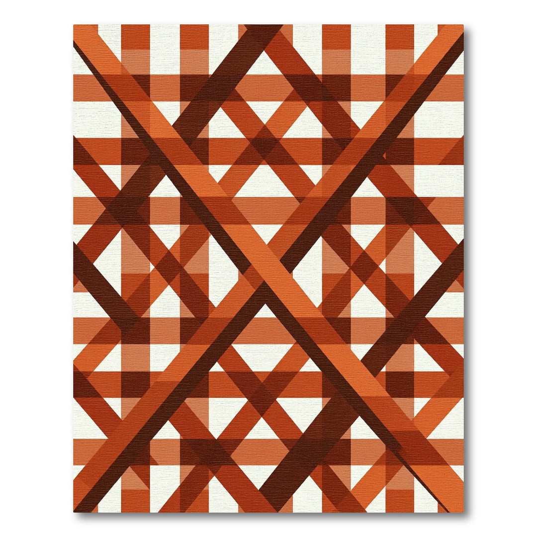 Terracotta Intersecting Gingham Lines Rug