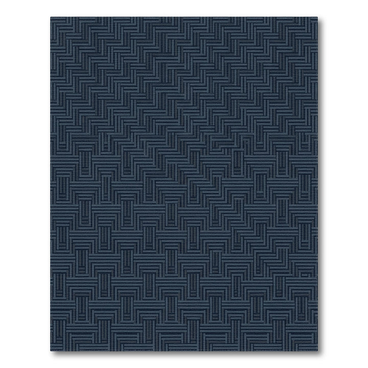 Deep Navy Geometric Tesselation Rug