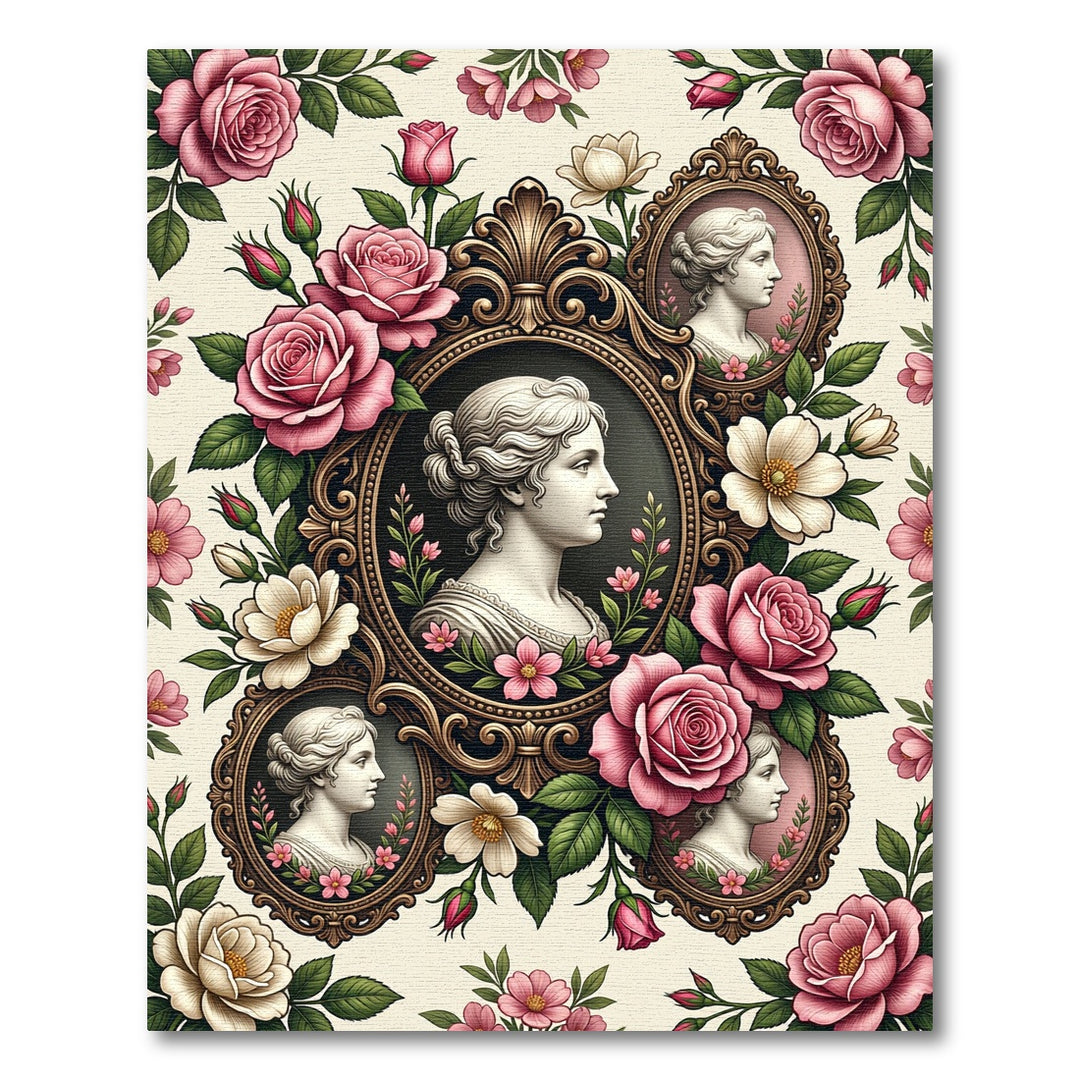 Victorian Rose Cameo Portrait Rug