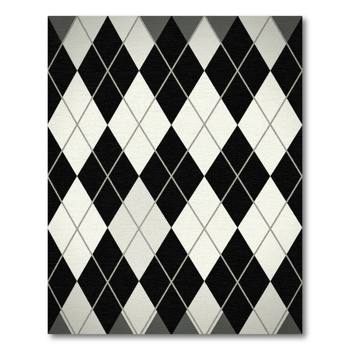 Classic Black White Diamond Argyle Rug