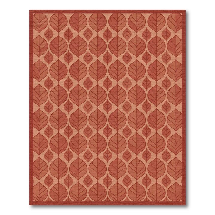 Terracotta Leaf Scroll Repeat Rug