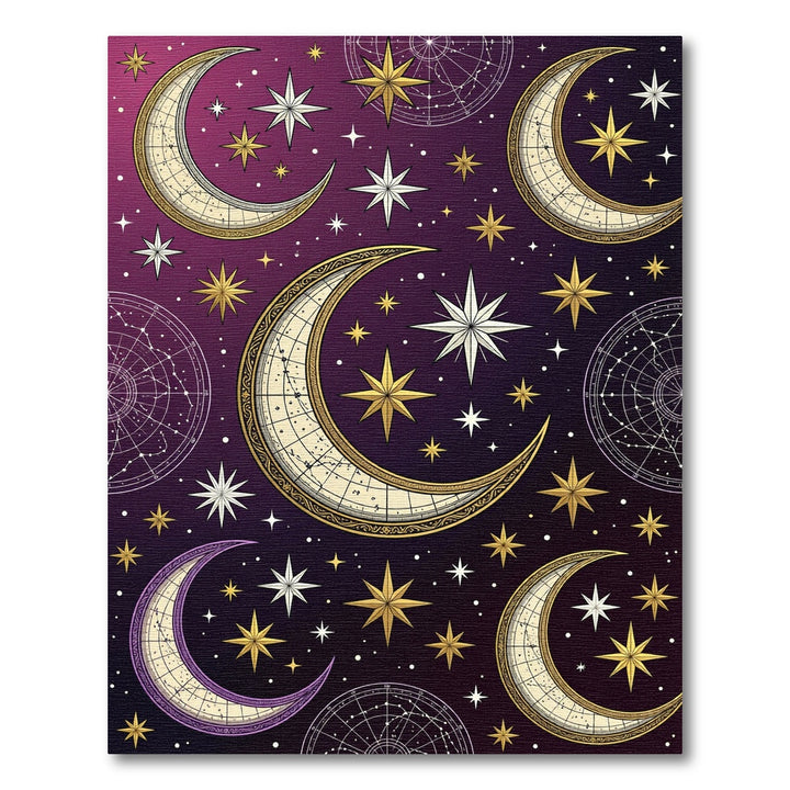 Celestial Moon Gold Stars Rug