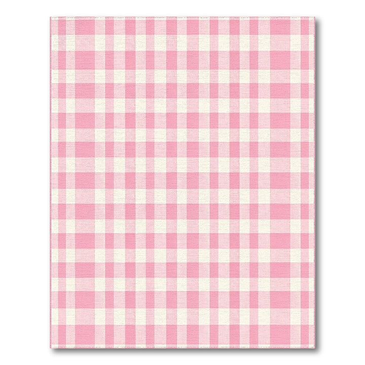 Rustic Farmhouse Pink Gingham Checkered Washable Area Rug