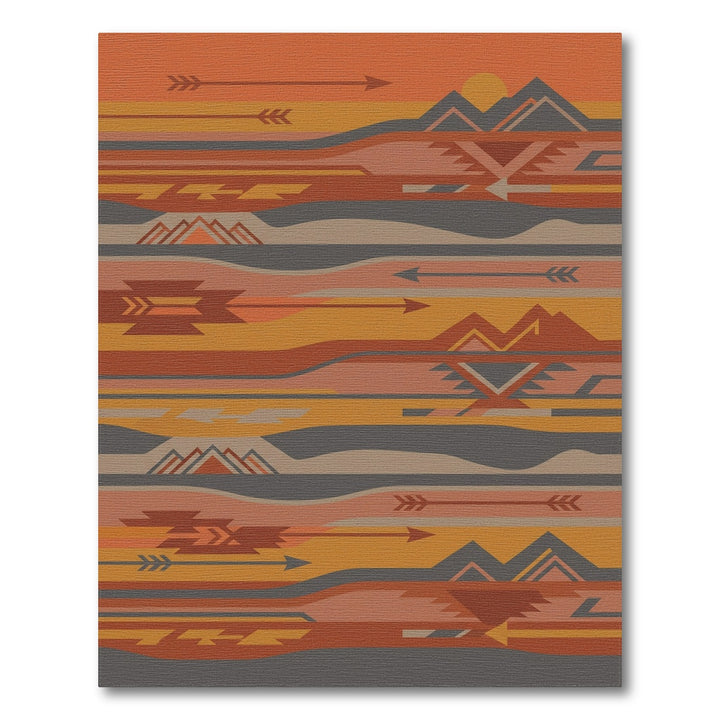 Earthy Sunset Mountain Arrow Geometric Rug