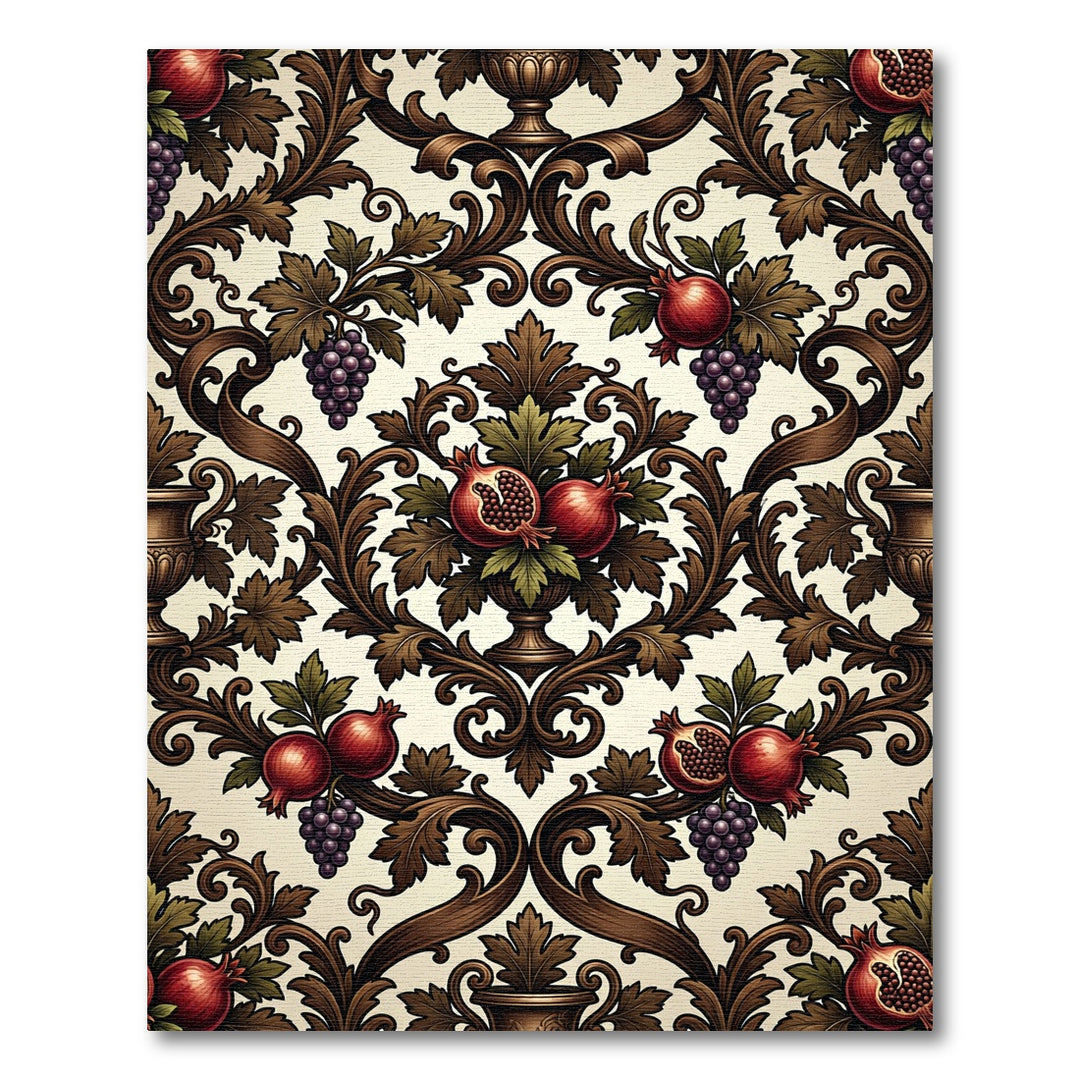 Rich Pomegranate Grape Acanthus Vines Rug