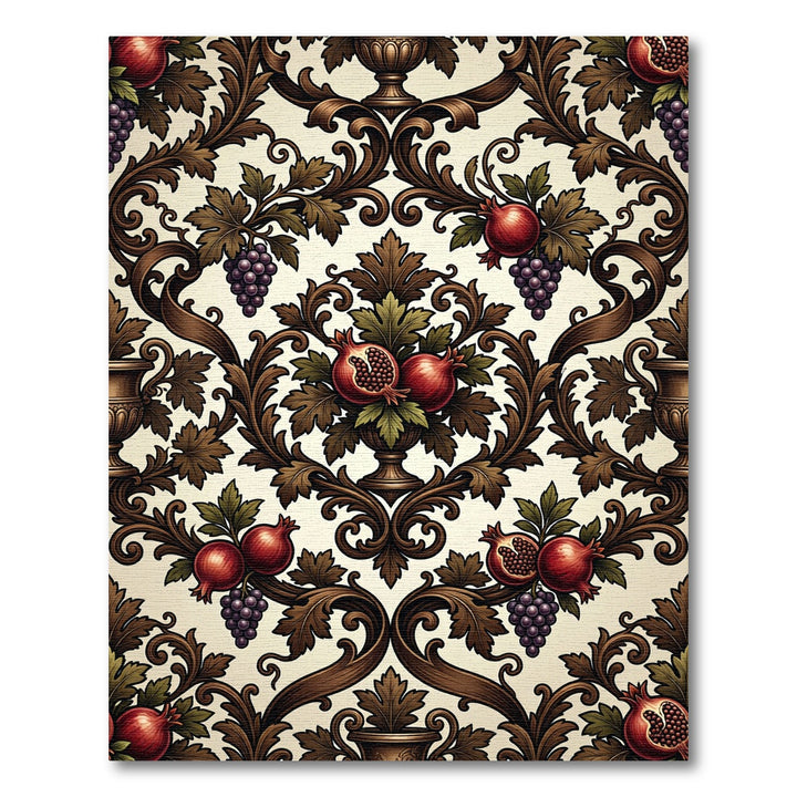 Rich Pomegranate Grape Acanthus Vines Rug