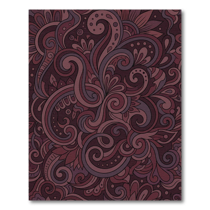 Dark Burgundy Swirl Floral Garland Rug