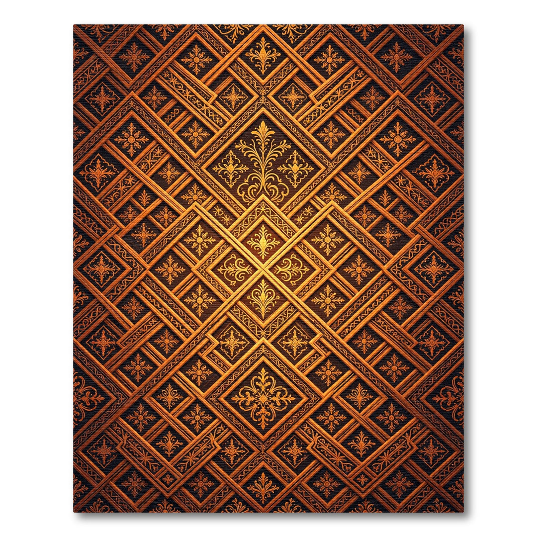 Golden Baroque Diamond Inlay Rug