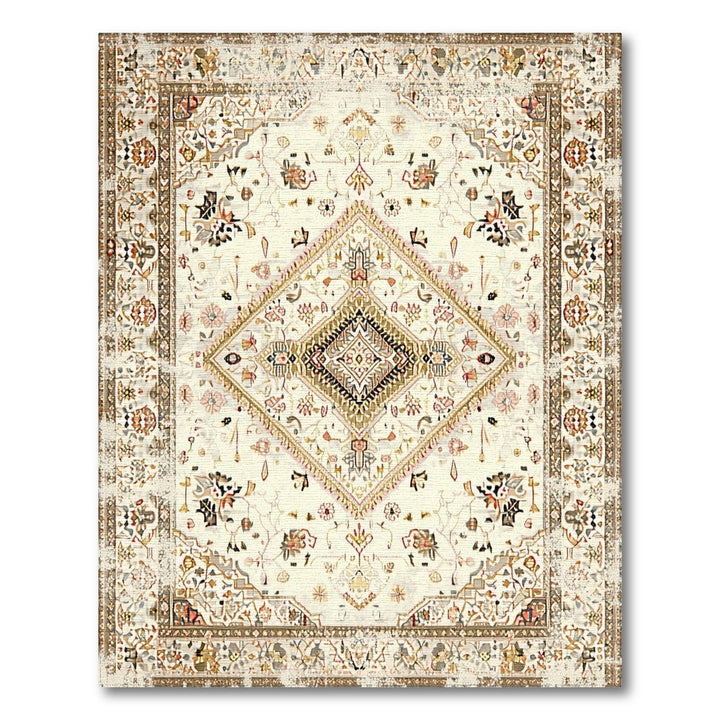 Beige Persian Medallion Area Rug