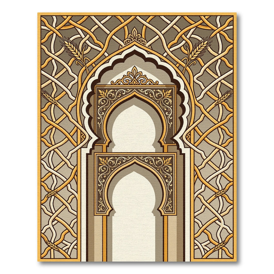 Golden Wheat Archway Arabesque Rug