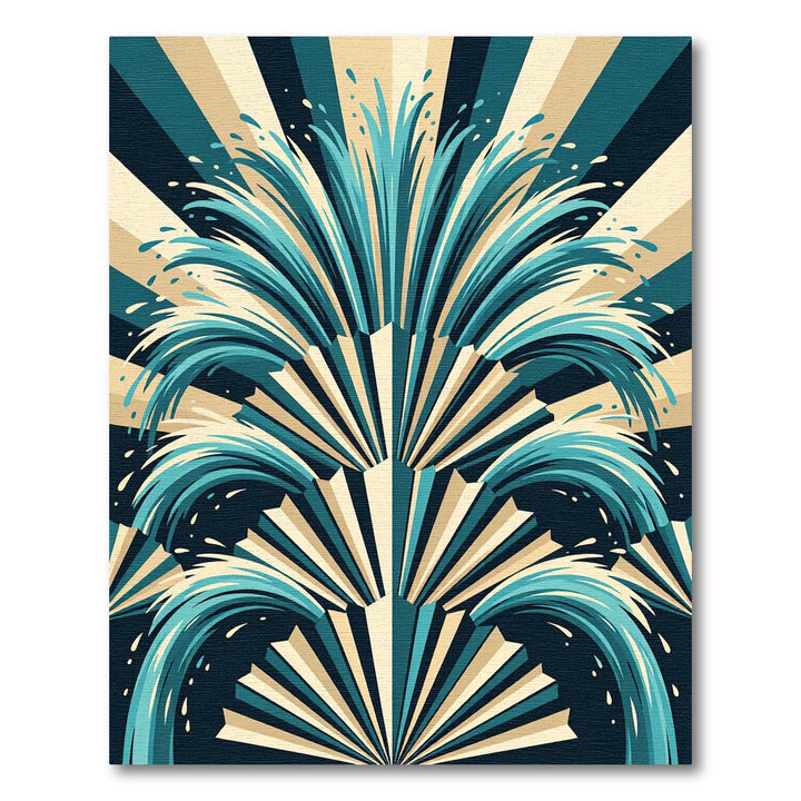 Teal Blue Radial Burst Splash Rug