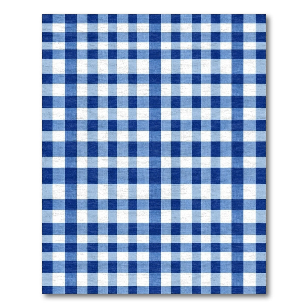 Rustic Farmhouse Blue Gingham Checkered Area Rug