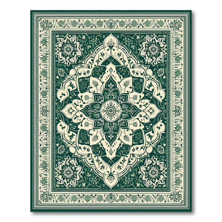 Green Floral Mandala Vintage Area Rug