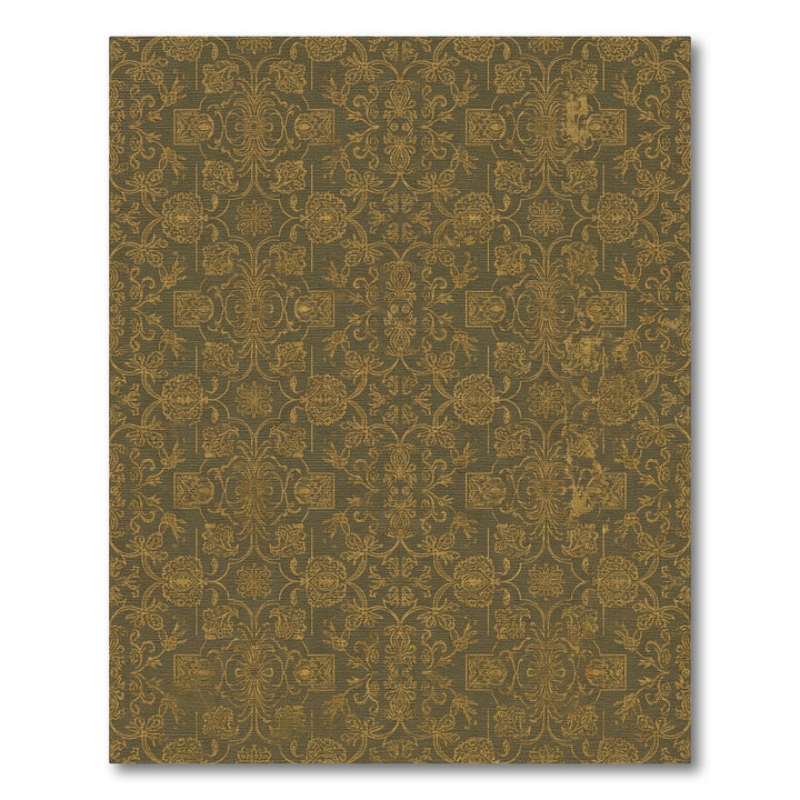 Distressed Gold Floral Damask Accents Rug