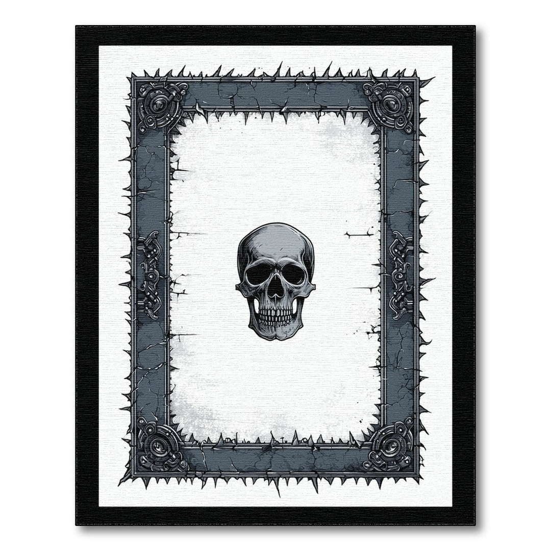 Black White Skull Frame Distressed Rug
