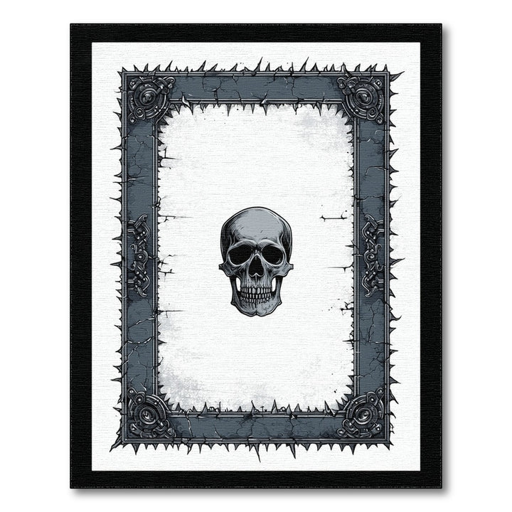 Black White Skull Frame Distressed Rug