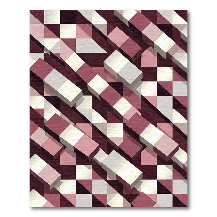 Geometric Burgundy White Isometric Rug