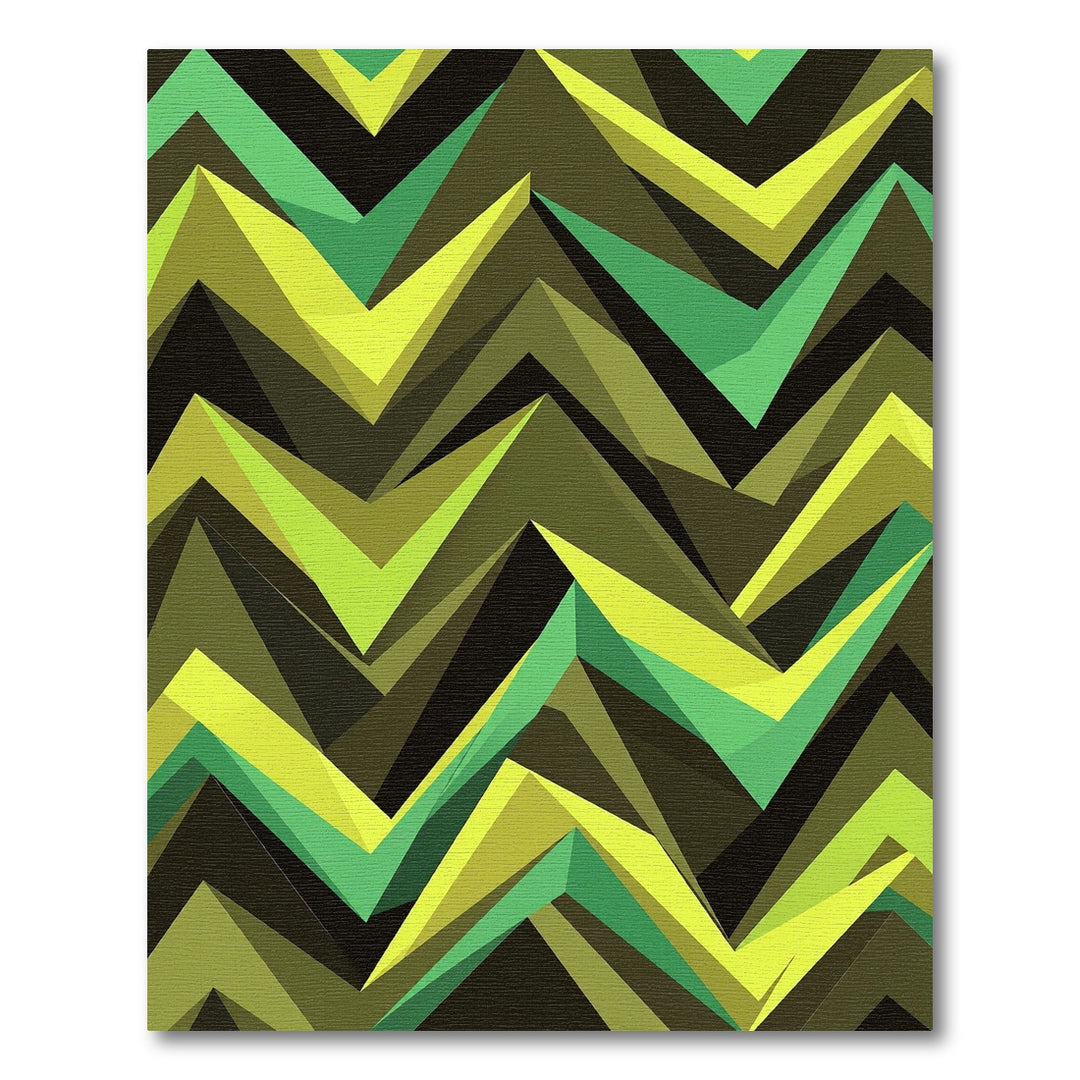 Shades Of Green Jagged Geometric Rug