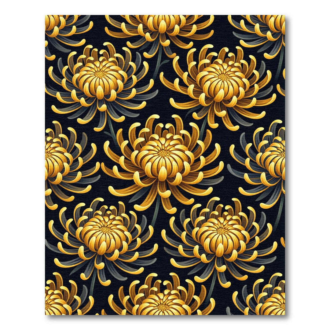 Golden Chrysanthemum Floral Rug