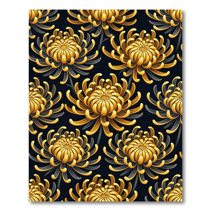 Golden Chrysanthemum Floral Rug