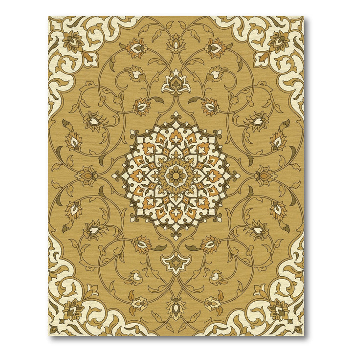 Golden Floral Mandala Savonnerie Rug