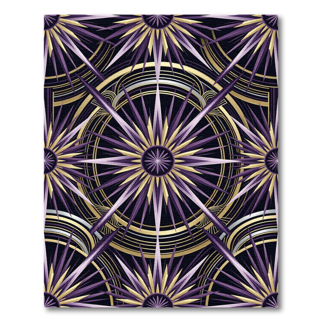 Art Deco Sunburst Purple Gold Rug