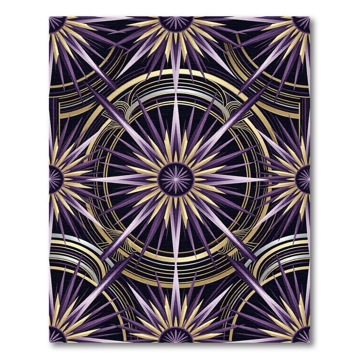 Art Deco Sunburst Purple Gold Rug