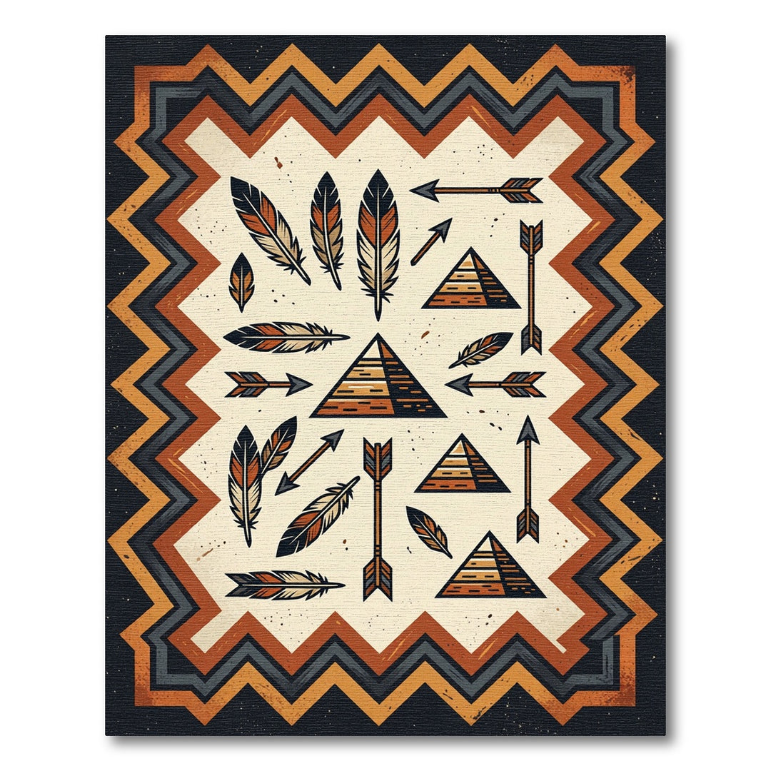 Tribal Feather Pyramid Accent Rug