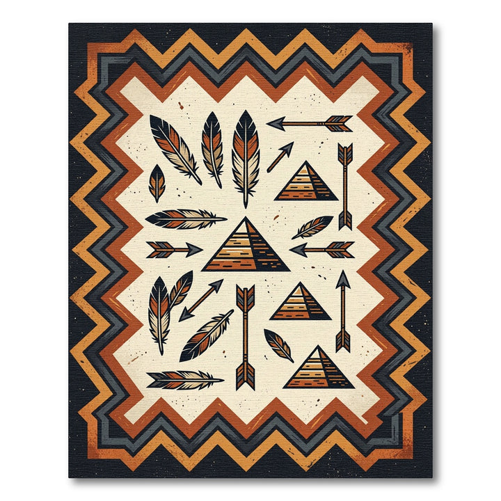 Tribal Feather Pyramid Accent Rug