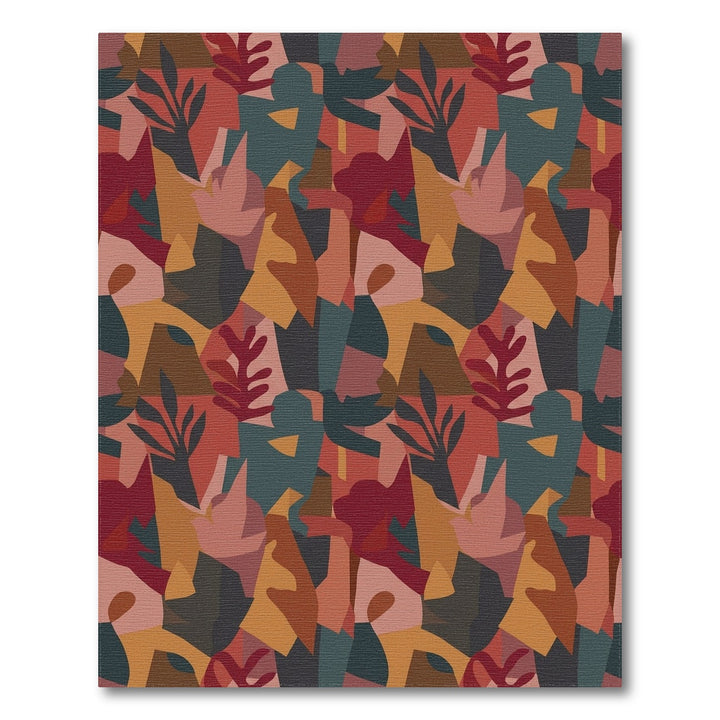 Terracotta Abstract Botanical Collage Rug