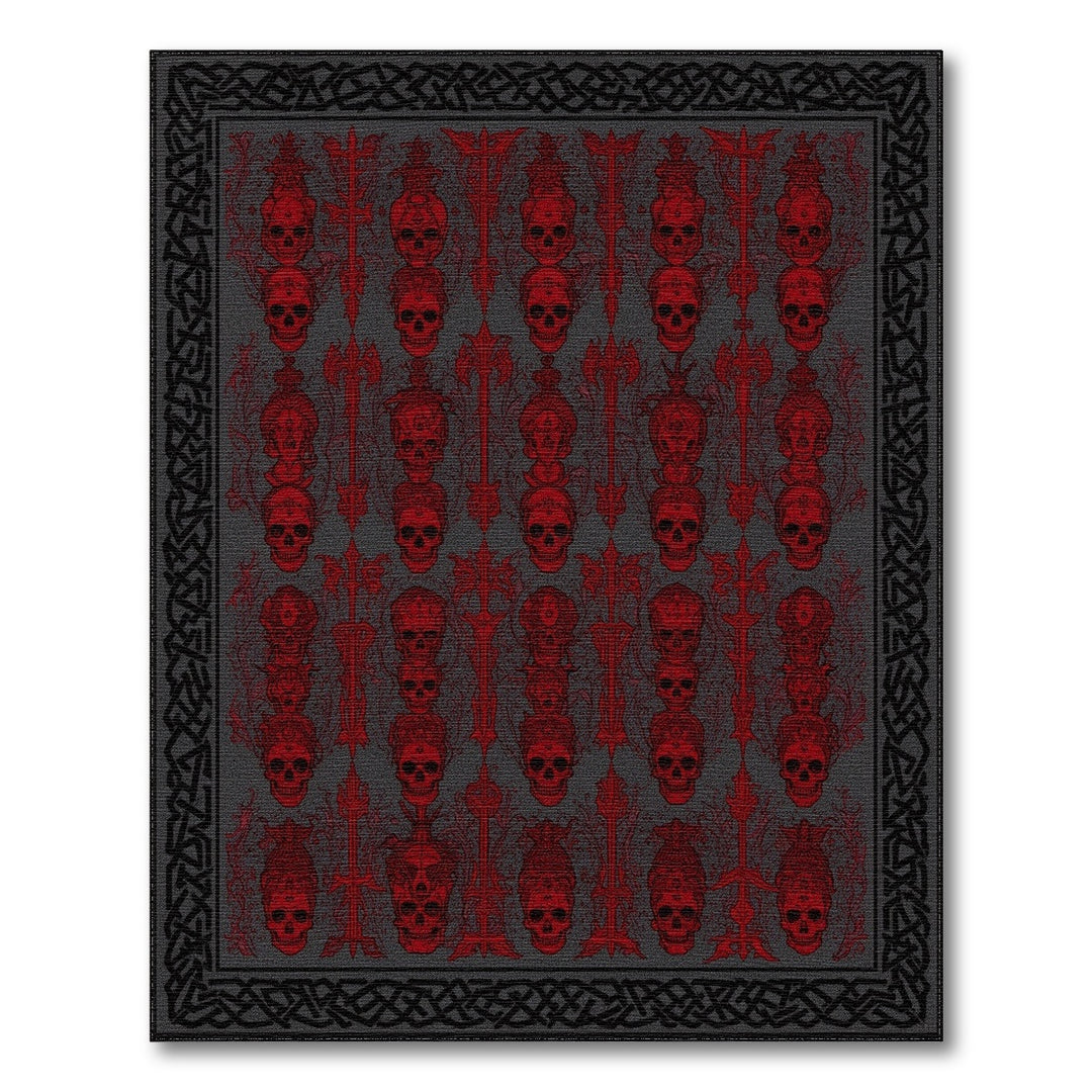 Red Skull Crown Area Rug