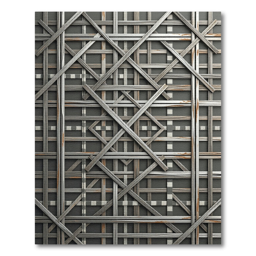 Woven Gray Rustic Lattice Rug