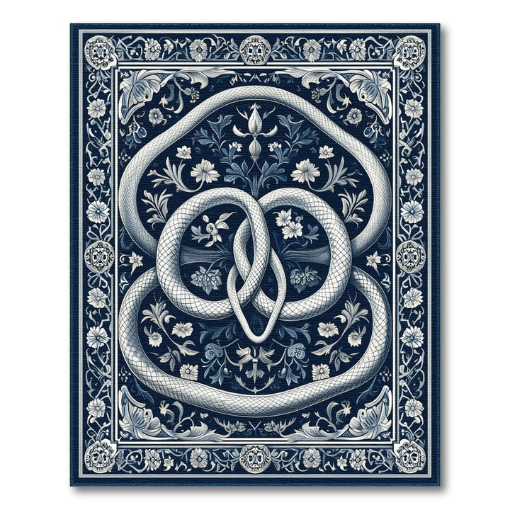 Navy Serpent Floral Knot Area Rug