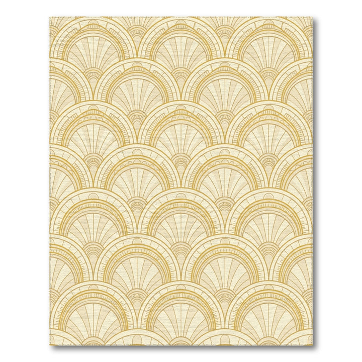 Golden Art Deco Fan Medallion Rug