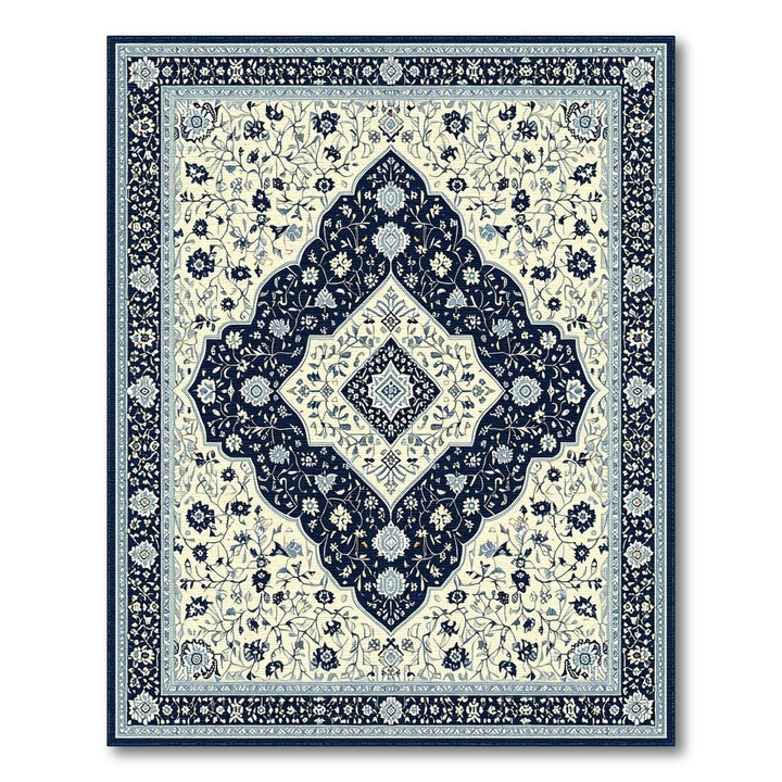 Navy Floral Navy Blue Persian Floral Medallion Area Rug