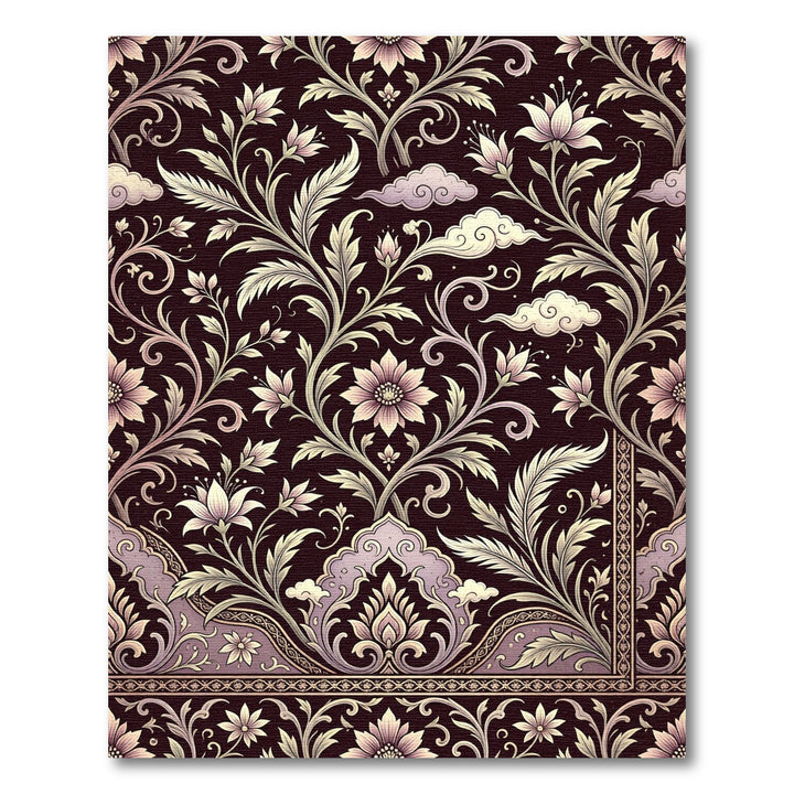 Elegant Plum Floral Paisley Border Rug