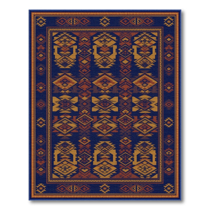 Navy Blue Heritage Tribal Area Rug