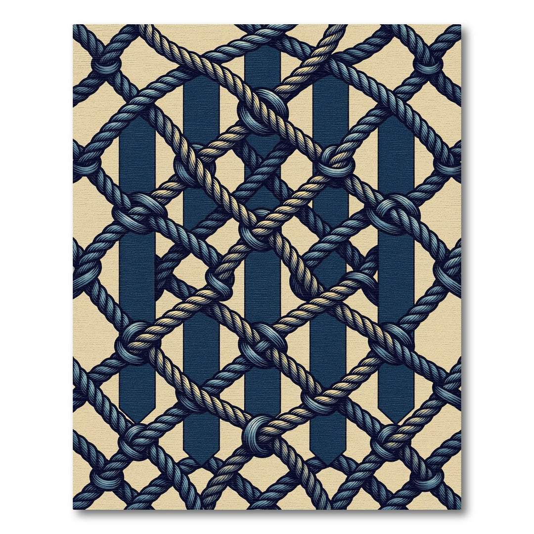Navy Cream Braided Netting Rug