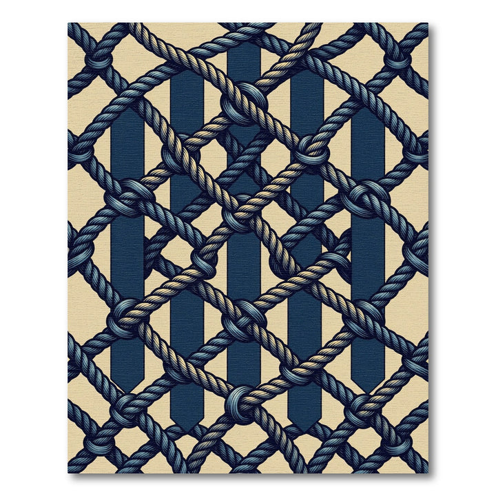 Navy Cream Braided Netting Rug