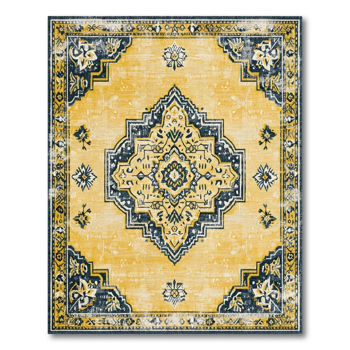 Yellow Distressed Vintage Yellow Distressed Vintage Medallion Area Rug