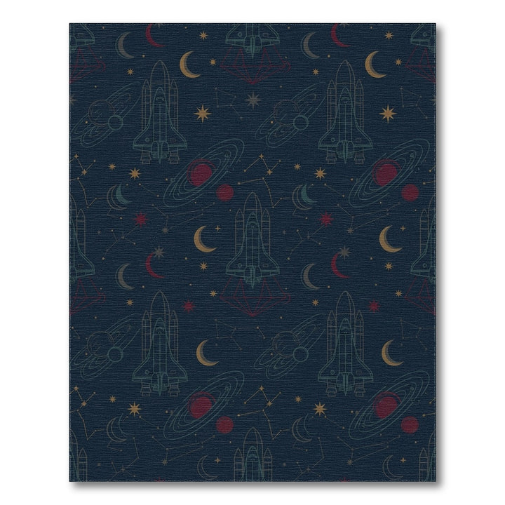 Cosmic Spacecraft Galaxy Cresent Moons Rug
