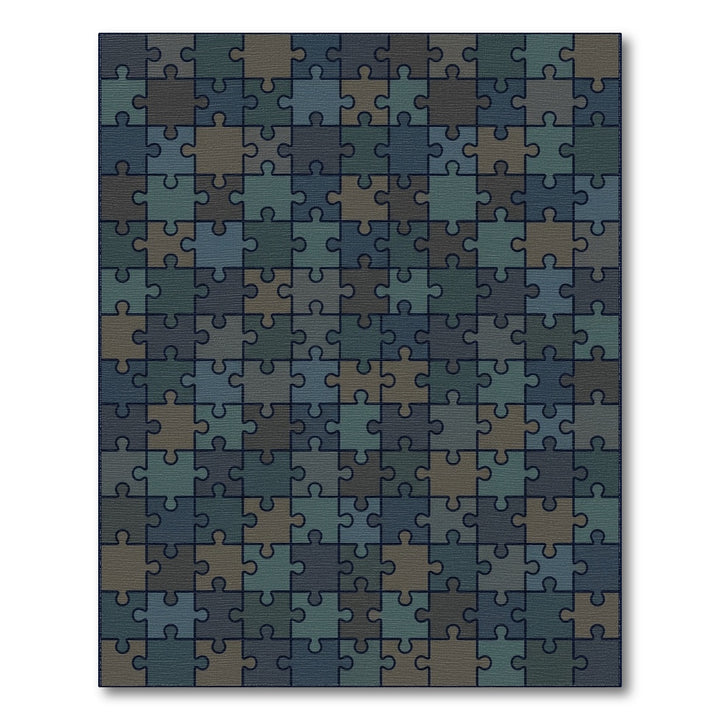 Earthy Blue Puzzle Pieces Rug
