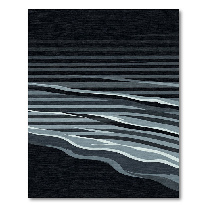 Abstract Gray and Black Wave Rug