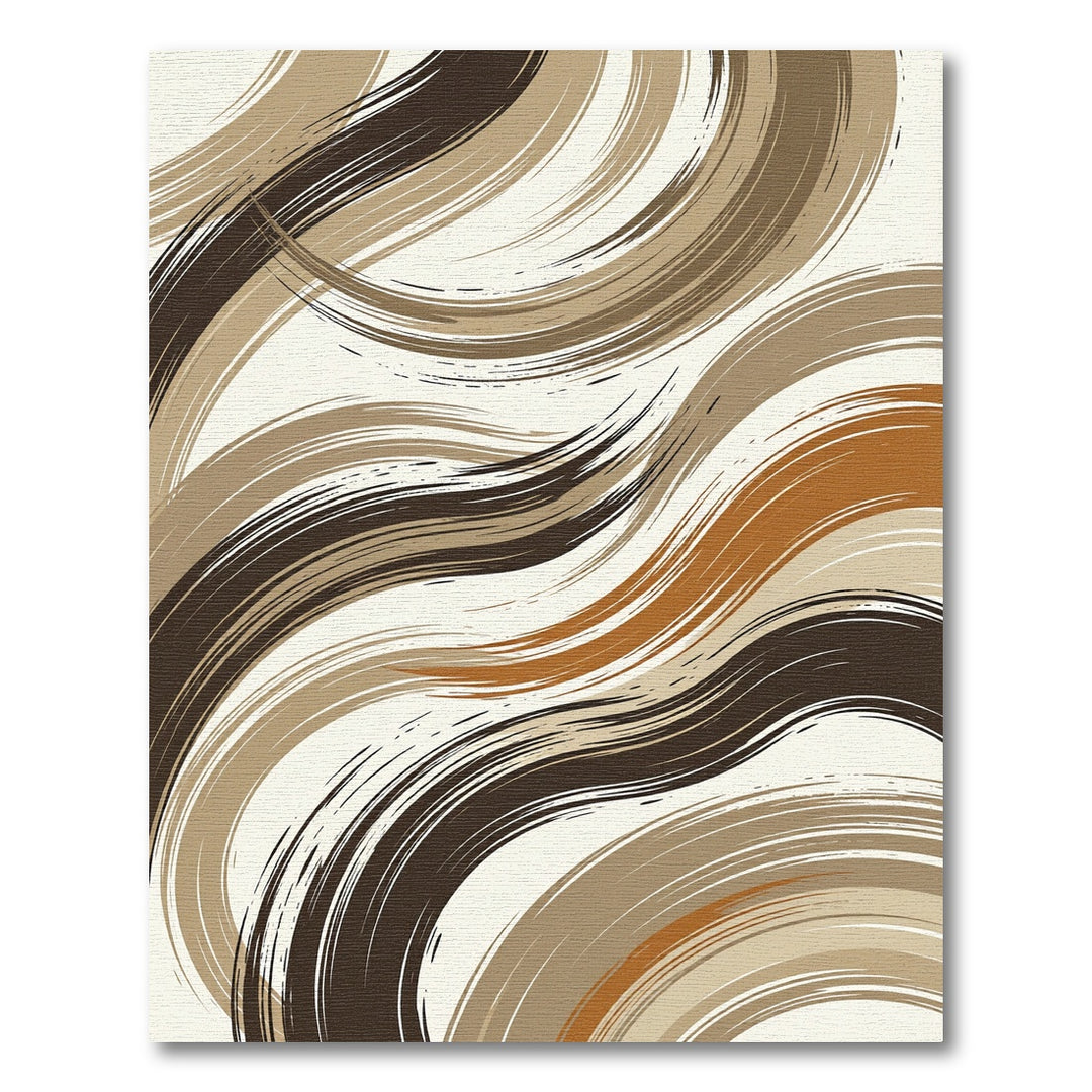 Abstract Swirling Brushstroke Earth Tones Rug
