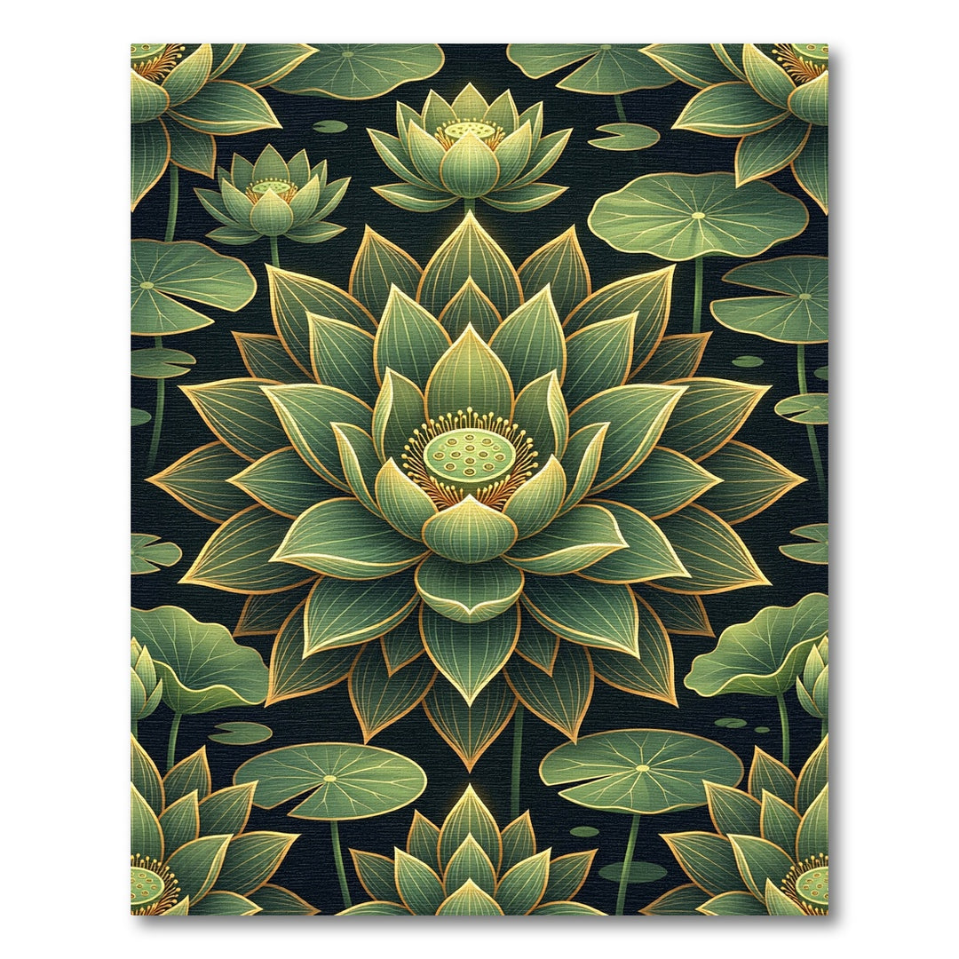 Emerald Lotus Flower Garden Rug