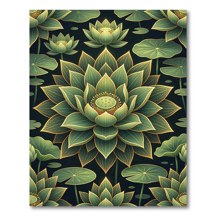 Emerald Lotus Flower Garden Rug