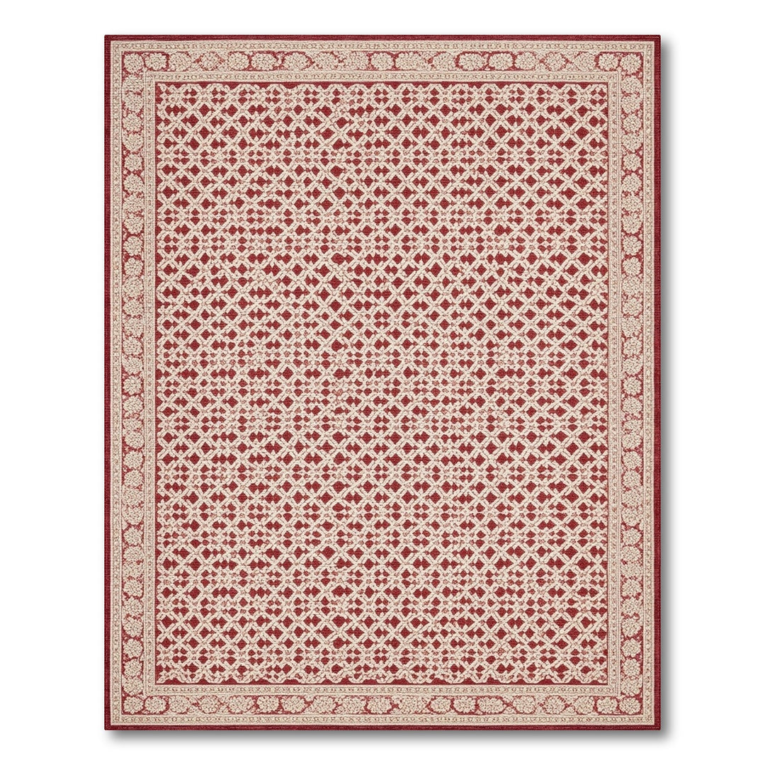 Lattice Red Geometric Lattice Area Rug