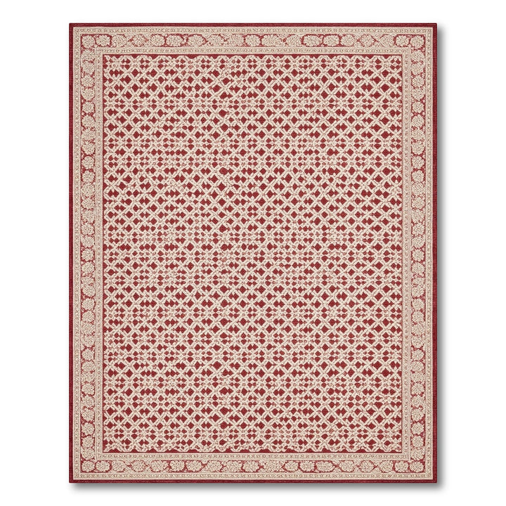 Lattice Red Geometric Lattice Area Rug